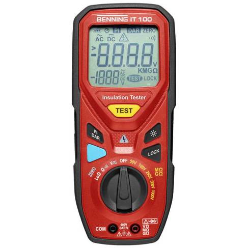 Benning-IT100 Digi-Isolationsmessgerät (Batterie, digital, Hintergrundbeleuchtung, 0-20000 MOhm, 1000V/250V/500V, Niederohmmessung, Spannungsmessung)